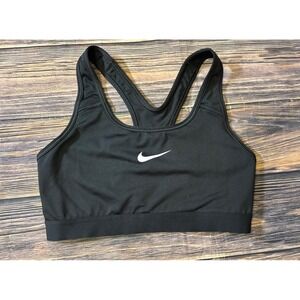 Nike Dri Fit Black Racerback Sports Bra Medium Support Athletic Workout